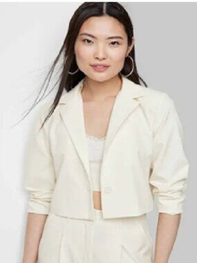 NWT Women's Cropped Blazer - Wild Fable Off-White L